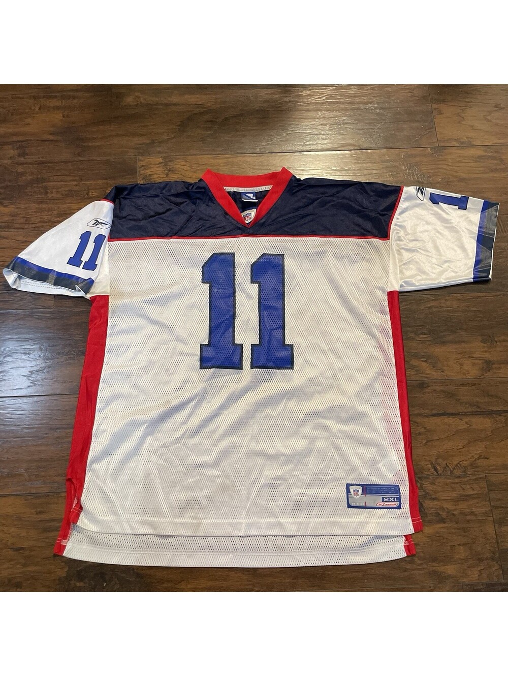 Reebok NFL Drew Bledsoe Buffalo Bills Football Jersey Mens XXL White Blue Red